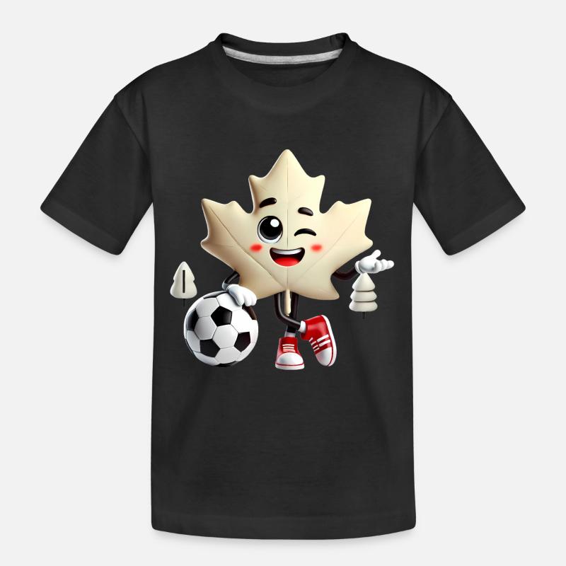 Mascotte de soccer de la feuille d’érable du Canada - T-shirt bio Premium Enfant - noir