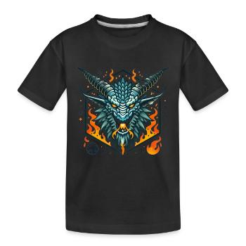 Insigne de tête de dragon flamboyant féroce - T-shirt bio Premium Enfant - noir - Devant