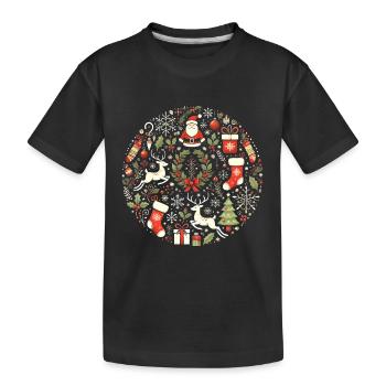 Festive Christmas Circle Design - Kids' Premium Organic T-Shirt - black - Front