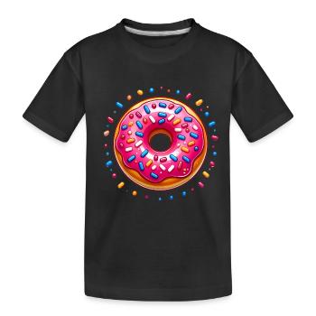 Pink Frosted Donut with Sprinkles - Kids' Premium Organic T-Shirt - black - Front