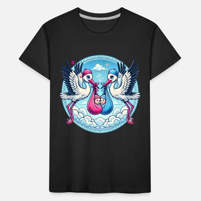 Rosa oder Blauer Storch Baby Bundle Design Kinder Premium Bio T-Shirt