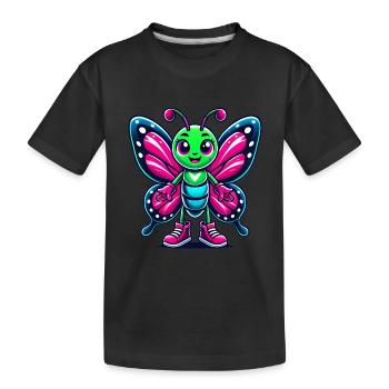 Personnage de papillon de dessin animé coloré - T-shirt bio Premium Enfant - noir - Devant
