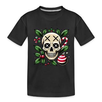 Crâne festif avec des éléments de Noël - T-shirt bio Premium Enfant - noir - Devant