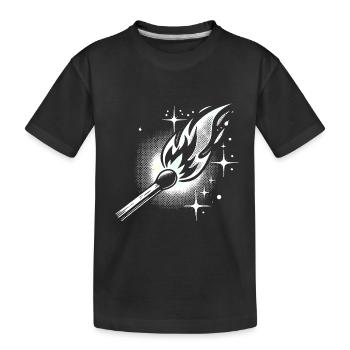 Retro Halbton Streichholz Flamme - Kinder Premium Bio T-Shirt - Schwarz - Vorne