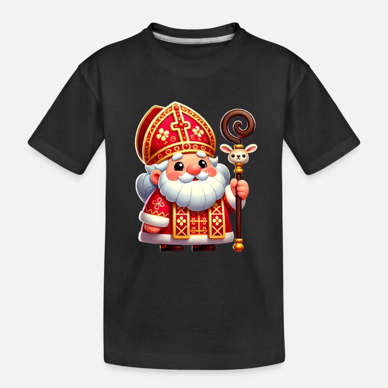 Conception de dessin animé festif de Saint-Nicolas - T-shirt bio Premium Enfant - noir