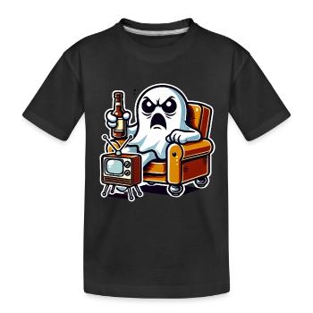Lustiger Geist, der Fernsehen schaut Buh - Kinder Premium Bio T-Shirt - Schwarz - Vorne