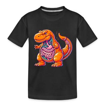 Lustiges TRex Anatomie Cartoon Design - Kinder Premium Bio T-Shirt - Schwarz - Vorne