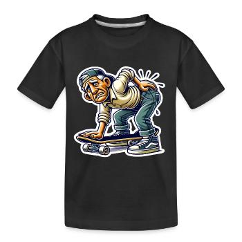 Lustiges älteres Skater Cartoon Design - Kinder Premium Bio T-Shirt - Schwarz - Vorne