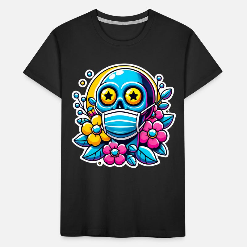 Dead Inside Skull with Rainbow Flowers Kids' Premium Organic T-Shirt