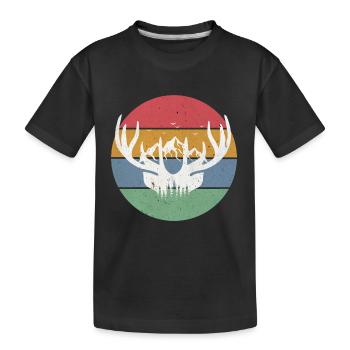 Geweih Berge Natur - Kinder Premium Bio T-Shirt - Schwarz - Vorne