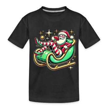 Sassy Santa Lounging on Sleigh - Kids' Premium Organic T-Shirt - black - Front