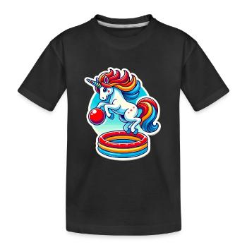 Colorful Unicorn Pool Bounce Fun - Kids' Premium Organic T-Shirt - black - Front