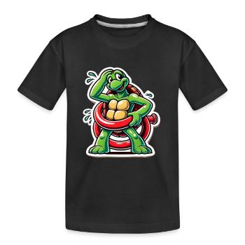 Lustige Schildkröte Oops Cartoon Aufkleber - Kinder Premium Bio T-Shirt - Schwarz - Vorne