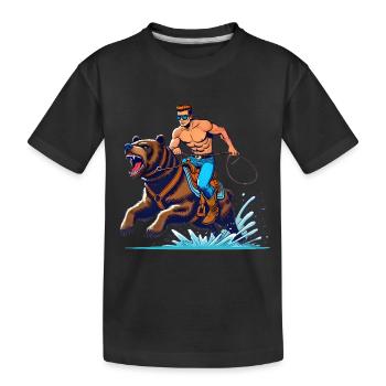 Bear Rider Adventure Cartoon Design - T-shirt bio Premium Enfant - noir - Devant