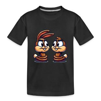 Dessin animé de conversation de lapin drôle - T-shirt bio Premium Enfant - noir - Devant