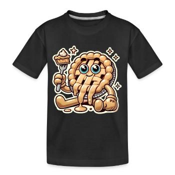 Funny Existential Pie Cartoon Design - Kids' Premium Organic T-Shirt - black - Front