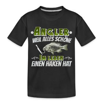Angler Angeln - Kinder Premium Bio T-Shirt - Schwarz - Vorne