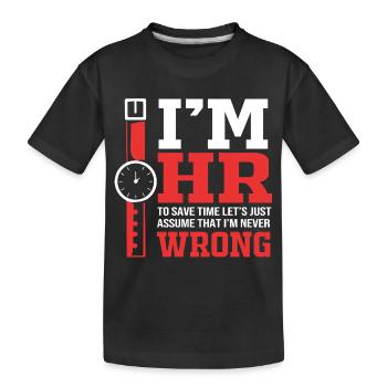 HR Manager - Kids' Premium Organic T-Shirt - black - Front
