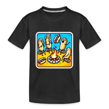 Lustiger Hotdog-Unfall am Lagerfeuer - Kinder Premium Bio T-Shirt - Schwarz - Vorne