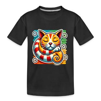 Schlafende Katze PopArt-Aufkleber-Design - Kinder Premium Bio T-Shirt - Schwarz - Vorne