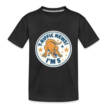 Badge Dino pour mon 5e anniversaire - T-shirt bio Premium Enfant - noir - Devant