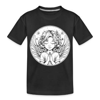 Ange priant en cercle - T-shirt bio Premium Enfant - noir - Devant