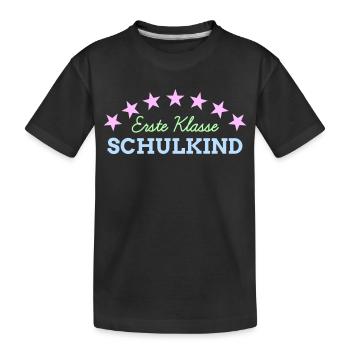 1. Klasse Schulkind Einschulung Schulbeginn - Kinder Premium Bio T-Shirt - Schwarz - Vorne