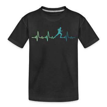 running heartbeat running gift running - Kids' Premium Organic T-Shirt - black - Front