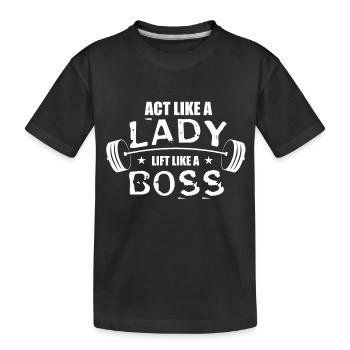 Fitness Body Building Dumbbell Gym Gift - Kids' Premium Organic T-Shirt - black - Front