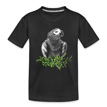 Graupapagei - Kinder Premium Bio T-Shirt - Schwarz - Vorne