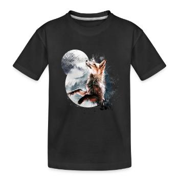 Le renard au clair de lune - T-shirt bio Premium Enfant - noir - Devant