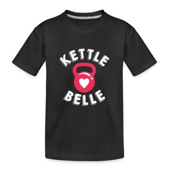 KETTLE BELLE Liebe Training Sport Studio - Kinder Premium Bio T-Shirt - Schwarz - Vorne