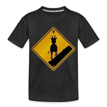 Danger roadsign traversee de dahu - Kids' Premium Organic T-Shirt - black - Front