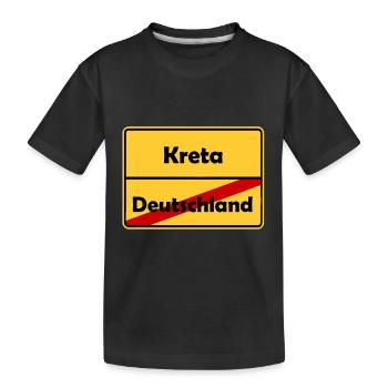 Auswandern nach Kreta! Ortsschild Desing. - Kinder Premium Bio T-Shirt - Schwarz - Vorne