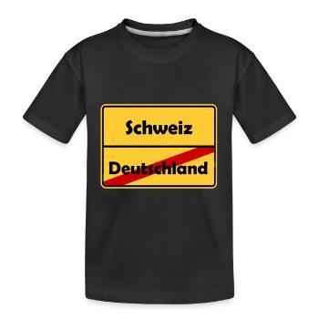 Schweiz Auswandern! Im Ortsschild Desing! - Kinder Premium Bio T-Shirt - Schwarz - Vorne