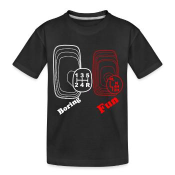 Langweilig Spass Gangschaltung 4WD 4x4 Allrad - Kinder Premium Bio T-Shirt - Schwarz - Vorne