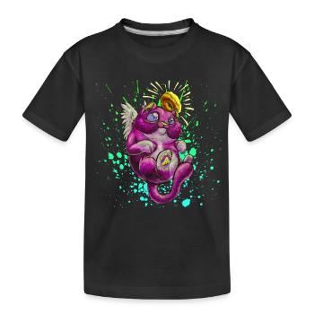 Cute catangel - Kids' Premium Organic T-Shirt - black - Front