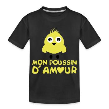 citation humour poussin amour coeur 802 - T-shirt bio Premium Enfant - noir - Devant