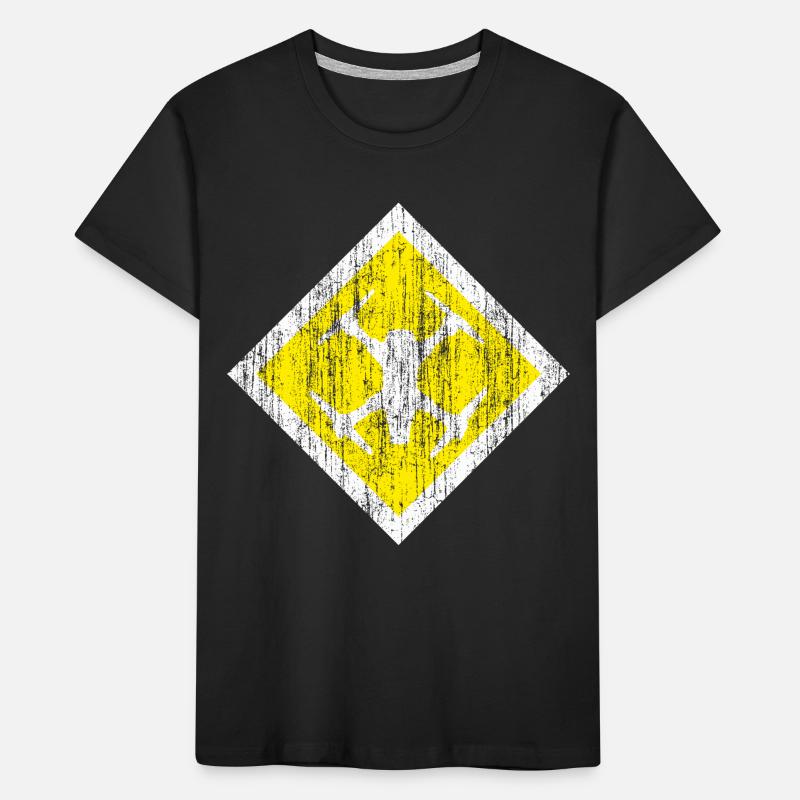 Cool drone shield in check shape on a yellow background Kids' Premium Organic T-Shirt