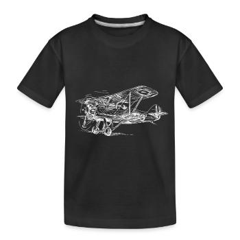 plane - Kids' Premium Organic T-Shirt - black - Front