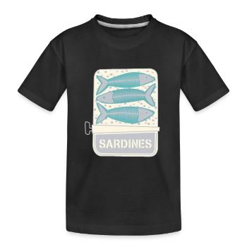 Sardinen, Dose, Angeln, Fisch, öl - Kinder Premium Bio T-Shirt - Schwarz - Vorne