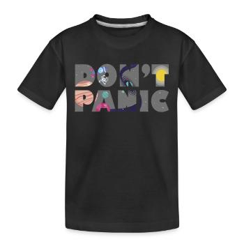 Galaxy Planets Don't Panic Gift - Kinder Premium Bio T-Shirt - Schwarz - Vorne