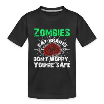 Funny Sarcastic Zombies Eat Brains Gift - Kinder Premium Bio T-Shirt - Schwarz - Vorne