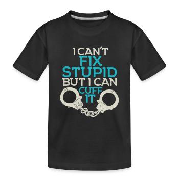 Dummheit stoppen - Polizei - Handschellen - Kinder Premium Bio T-Shirt - Schwarz - Vorne