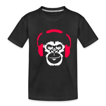 Techno Singe Gorille Musique Headphones - T-shirt bio Premium Enfant - noir - Devant