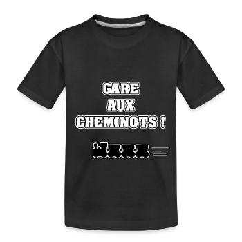 STATION IN THE CHEMINOTS! -WOOD OF WORDS - FRANCOIS VILLE - Kids' Premium Organic T-Shirt - black - Front