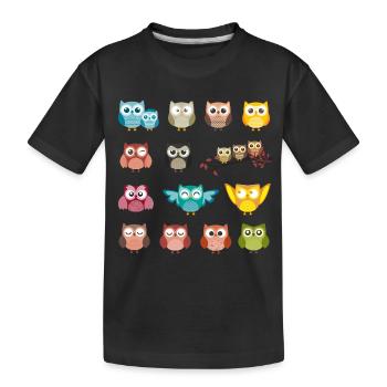 Eule - Kinder Premium Bio T-Shirt - Schwarz - Vorne