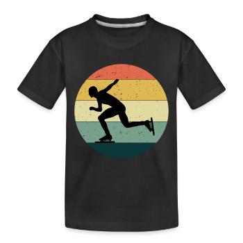 Eisschnelllauf Schlittschuh Skate Vintage Retro - Kinder Premium Bio T-Shirt - Schwarz - Vorne
