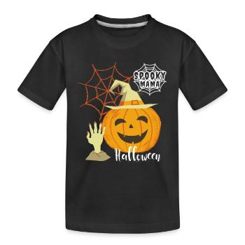 Halloween Party Kürbis Tshirt - Kinder Premium Bio T-Shirt - Schwarz - Vorne