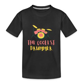 The Coolest Drummer - Kids' Premium Organic T-Shirt - black - Front